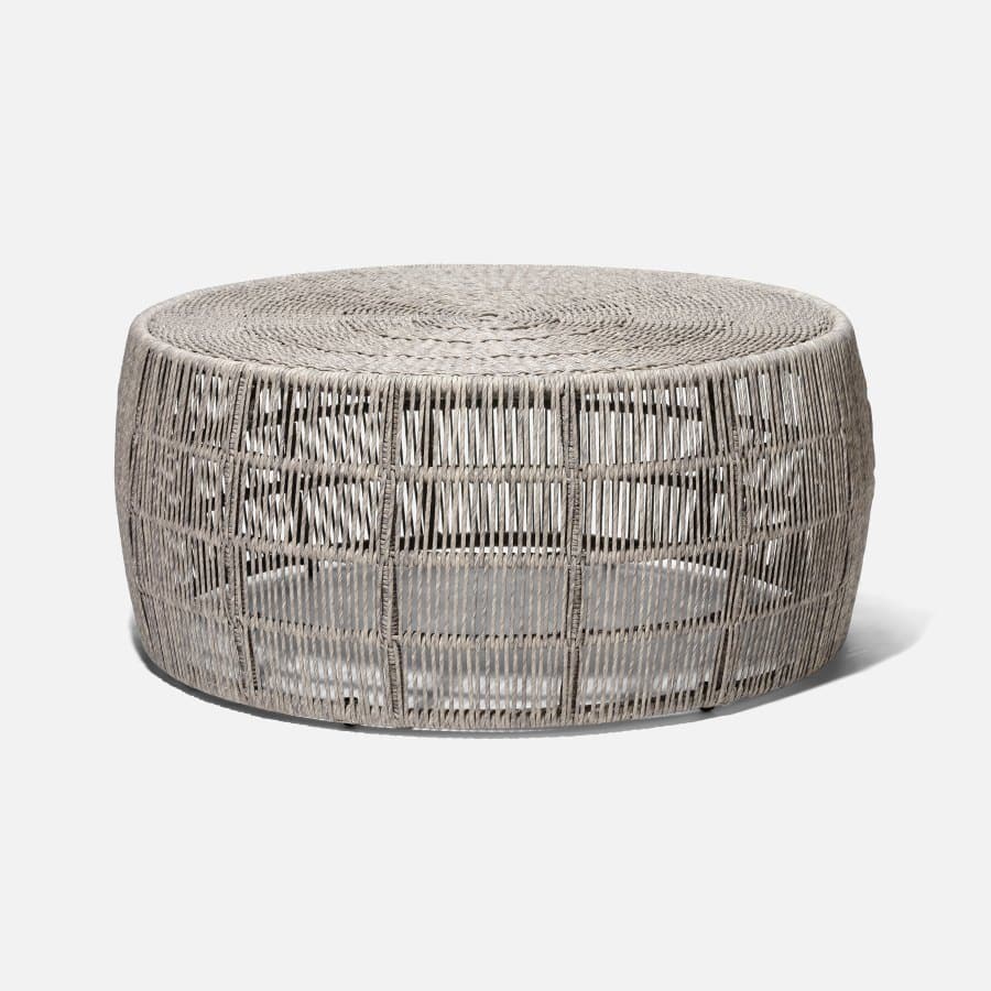 Round Outdoor Gray Faux Wicker Coffee Tables