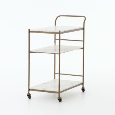 Marble 3 Tier Rectangular Bar Cart
