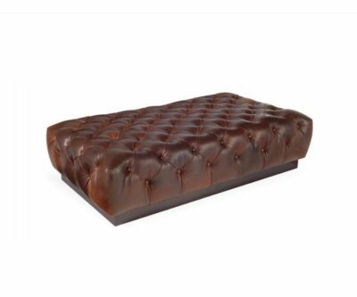 Tufted Distressed Cigar Leather Coffee Table Ottoman
