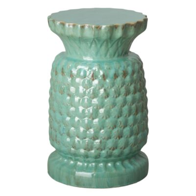 Green ceramic pineapple garden stool.