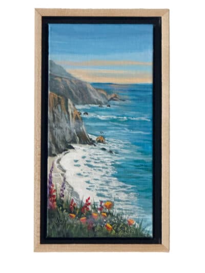 Beautiful Pacific Coast painting in shadow frame by artist Karen Neely.