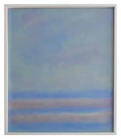 Pink Blush Sky I Original Art by Michele D'Ermo, Oil on Canvas in white frame.