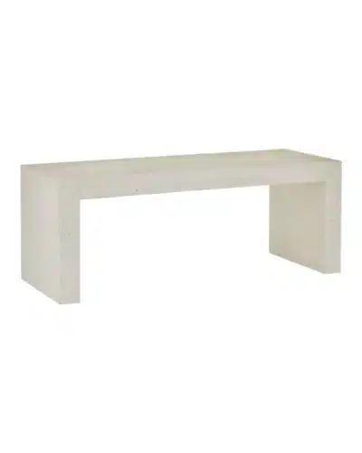 Brenda Outdoor Ivory Terrazzo Bench, front view, showcasing smooth finish and elegant design suitable for covered outdoor spaces.