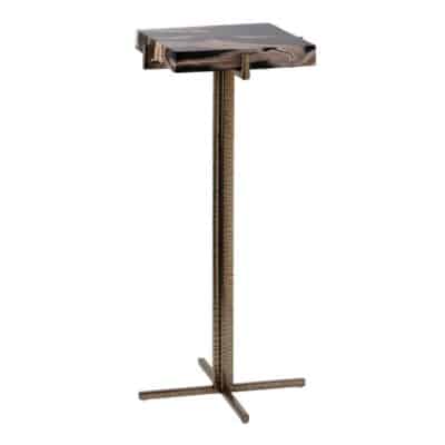 Close-up of FNST-0420-NAY_001, an elegant wooden table featuring a natural finish and a sturdy base with a decorative design.