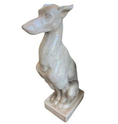 Crackle finish whippet dog ceramic statue