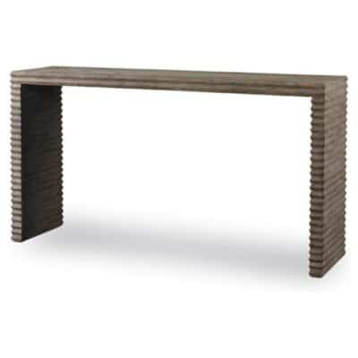 Beltone Rustic Console in Grey Pine, showcasing hand-finished details and natural variations in wood grain.