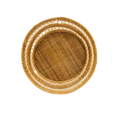 Close-up of Round Woven Basket with rich texture and natural tones, highlighting its unique handwoven design.