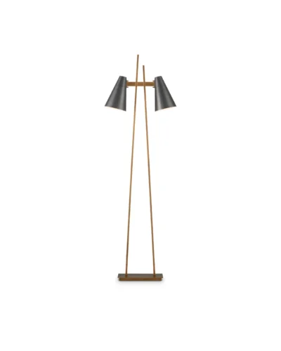 Striking Duet Floor Lamp in Oil Rubbed Bronze, featuring two lights with LED bulbs and an elegant torpedo tip design.