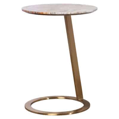 Round Venetian marble side table with brushed brass base.