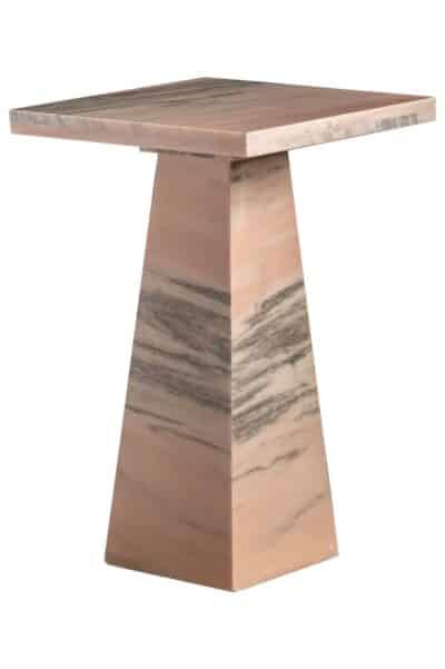 Alana Side Table in Pink Marble Top, Varying Colors Due to Natural Material