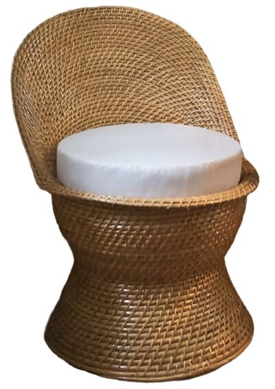 Front view of Sheppard Vanity Stool with sunbrella canvas cushion.