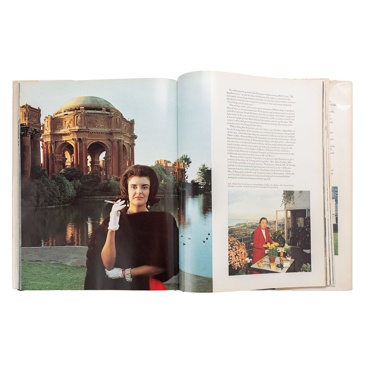 Alt text First edition of A Wonderful Time book signed by Slim Aarons displayed open to showcase vibrant cover art and title
