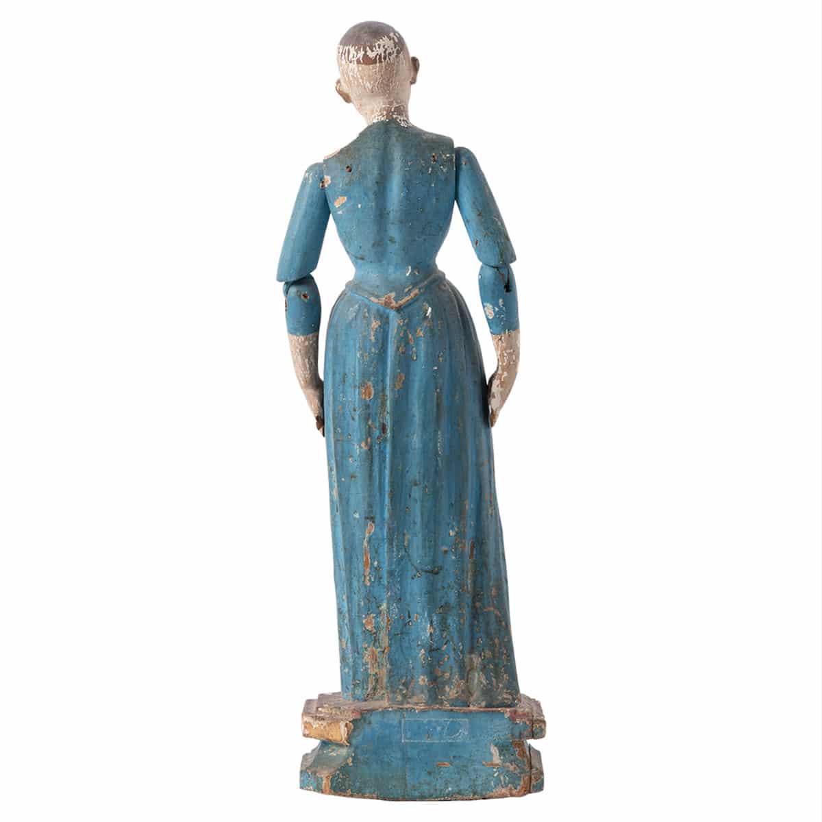 Antique painted wood blue santos doll, Portugal, c18th century, Lisbon