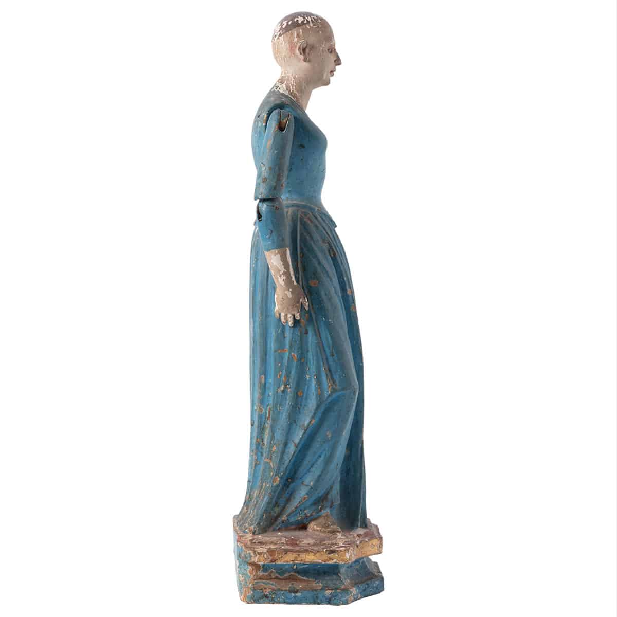 Antique painted wood cage doll, exquisitely detailed, 18th century Lisbon, Portugal origin.