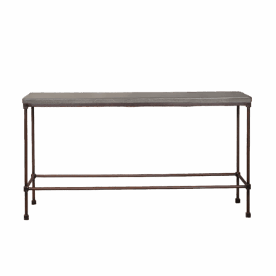 Sturdy Santiago Concrete and Iron Console, showcasing its robust design in a close-up image.