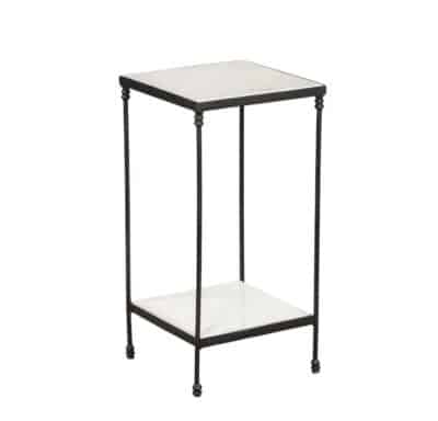 Carlo Two Tier Drinks Table with Double Rivet Detail, Side Profile