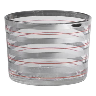 Red and silver striped vintage glass ice bucket.