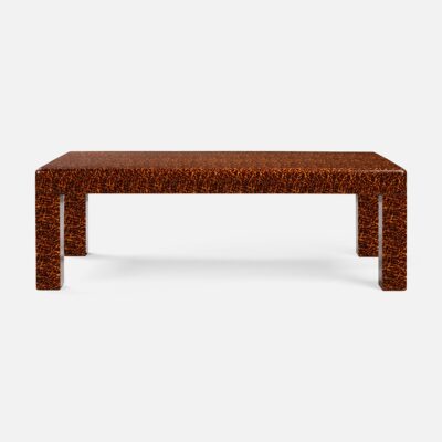 Stylish faux tortoiseshell coffee table, showcasing intricate shell-like pattern in rich brown tones.