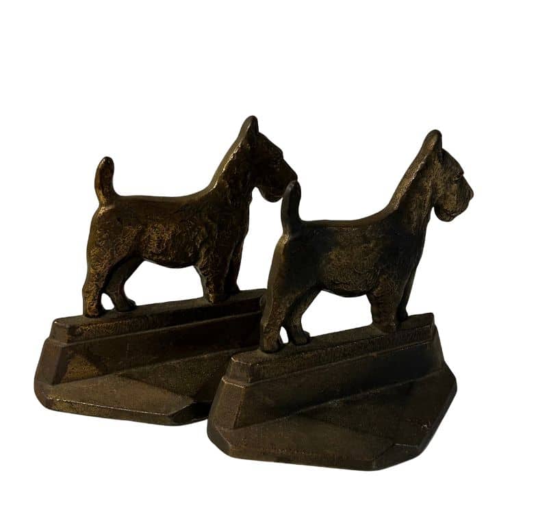 Pair of antique cast iron Scottie dog bookends, circa 1920s