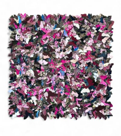 Close-up of Original 3D Butterfly Mixed Media Art showcasing vibrant colors and intricate details