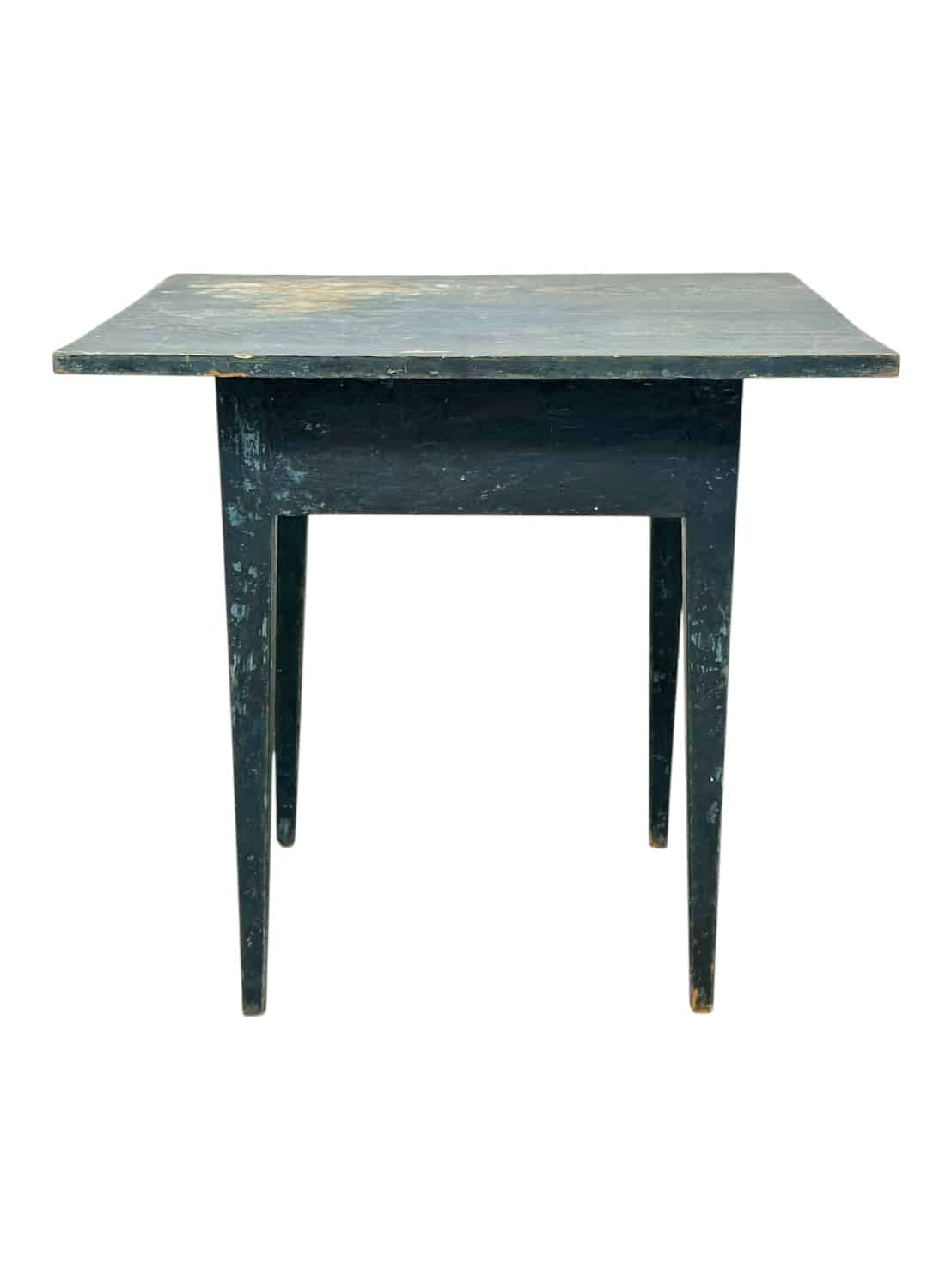 Antique blue table with distressed finish and drawer.