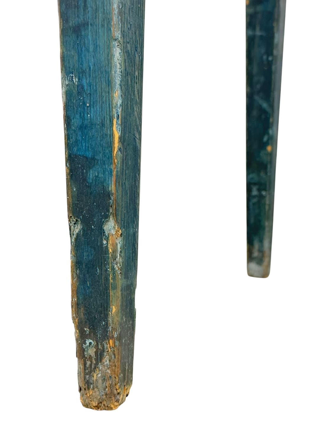 Antique American Primitive Distressed Blue Wood Table, Early 19th Century - Close-up of tabletop surface showcasing rich patina and unique blue hue.