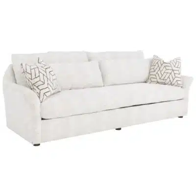 White Boucle Marston Grande Sofa with Geometric Pillows