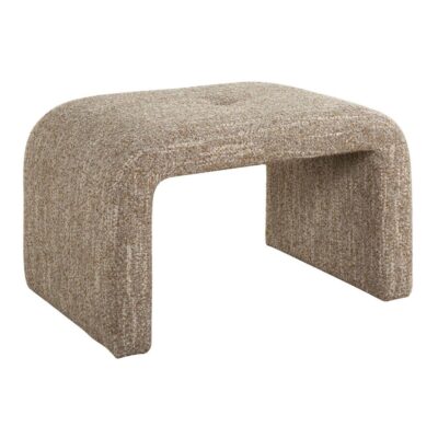Modern Boucle Bench, Caramel & Gray Tones, Hamptons Silhouette
