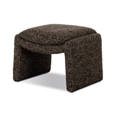 Curved boucle ottoman, granite or sand, auburn velvet available.