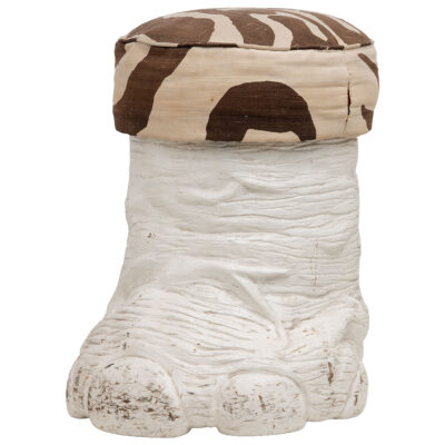 Vintage White Lacquered Resin Faux Foot Stool