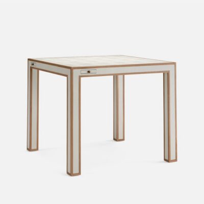 Kennedy Faux Shagreen Game Table with Veneer Border