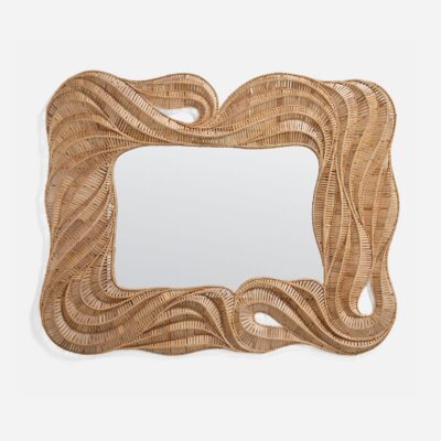 Twisted and Curved Natural Bamboo Wave Mirror