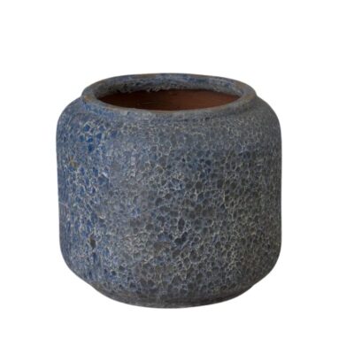 Squat Round Reef Blue Ceramic Planter