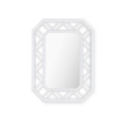 Clipped Corner Bamboo Motif Lacquered Resin Mirror
