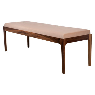 Walnut Bench with Fawn Velvet Seat
