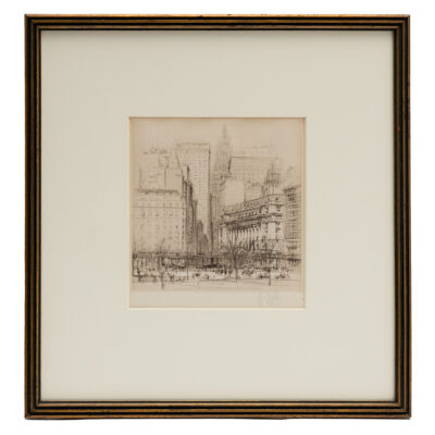 Vintage Etching New York City: Battery Place