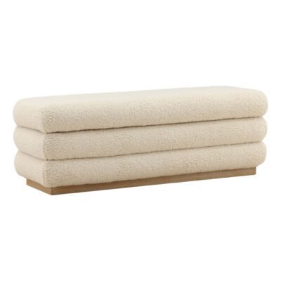 Cream Faux Sherpa Storage Bench