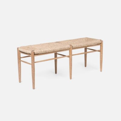 Cerused White Oak Benches with Rush Seats