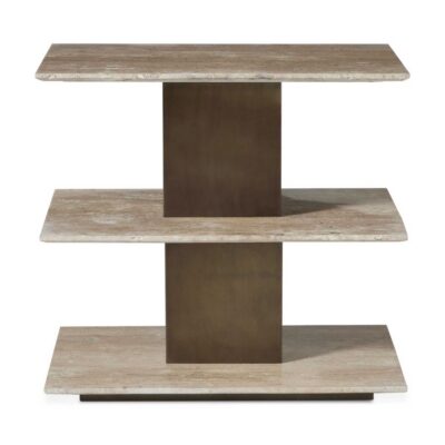 Woodrow Travertine Three Tiered Side Table