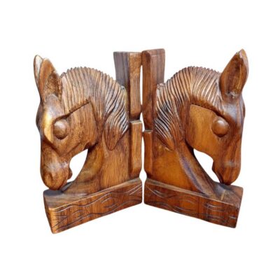 Vintage Pair of Carved Wood Horse Bookends