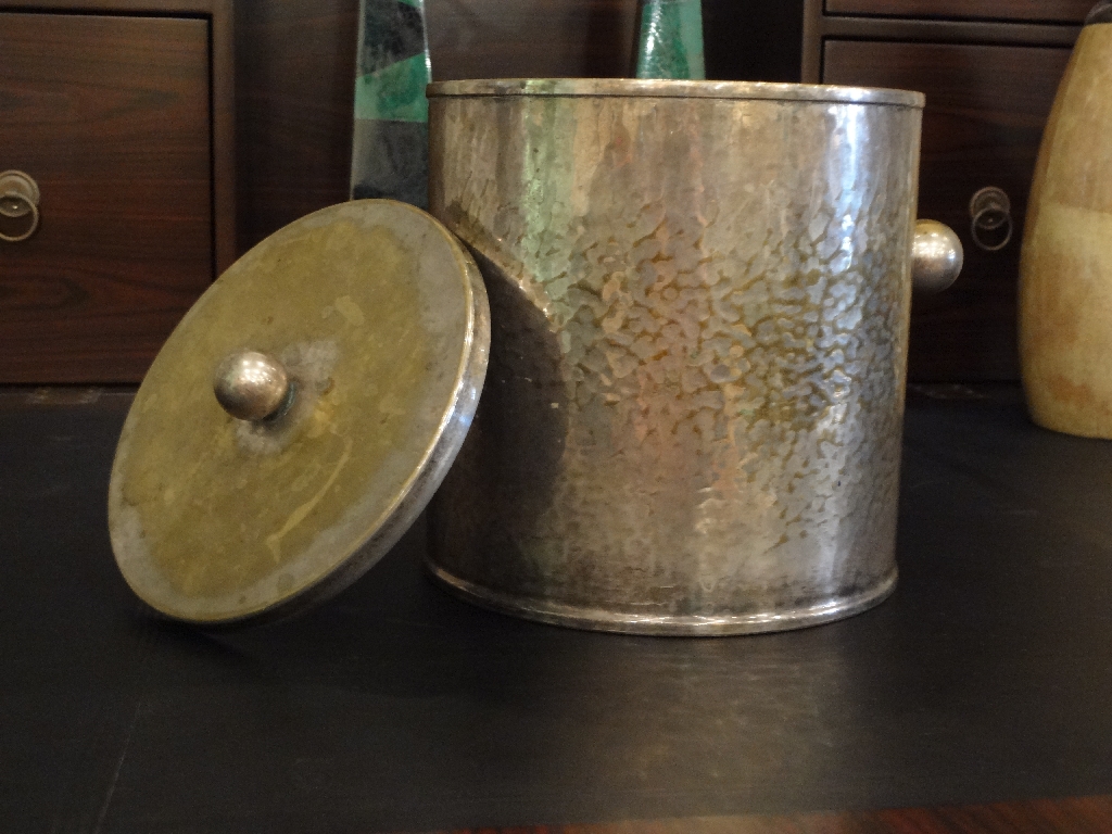 Vintage French "Christian Dior" Stamped Hammered Silver Plate Ice Bucket