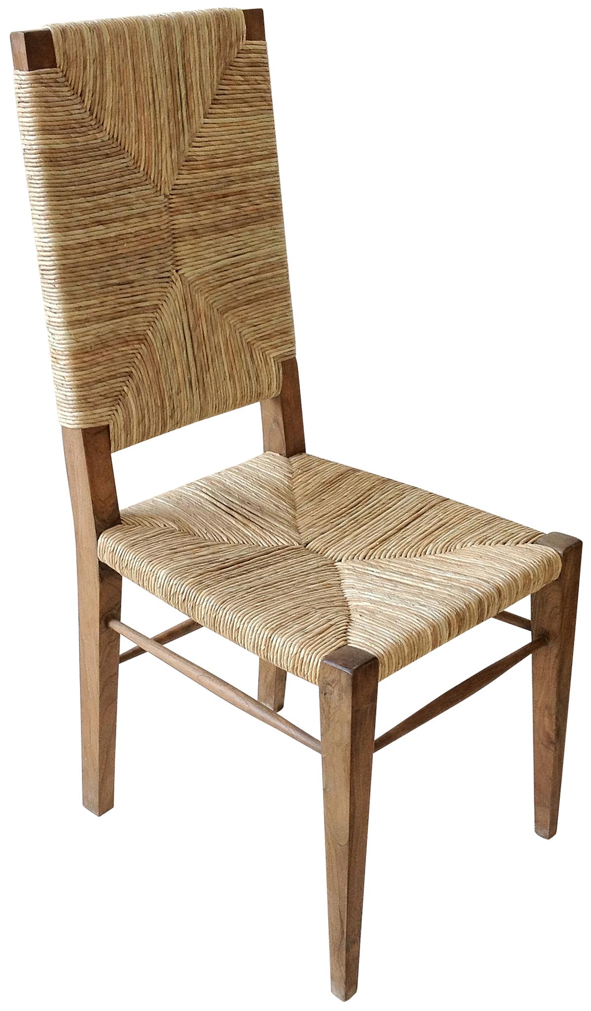 Large Stewart Teak and Seagrass Dining Chair with Woven Seat and Back