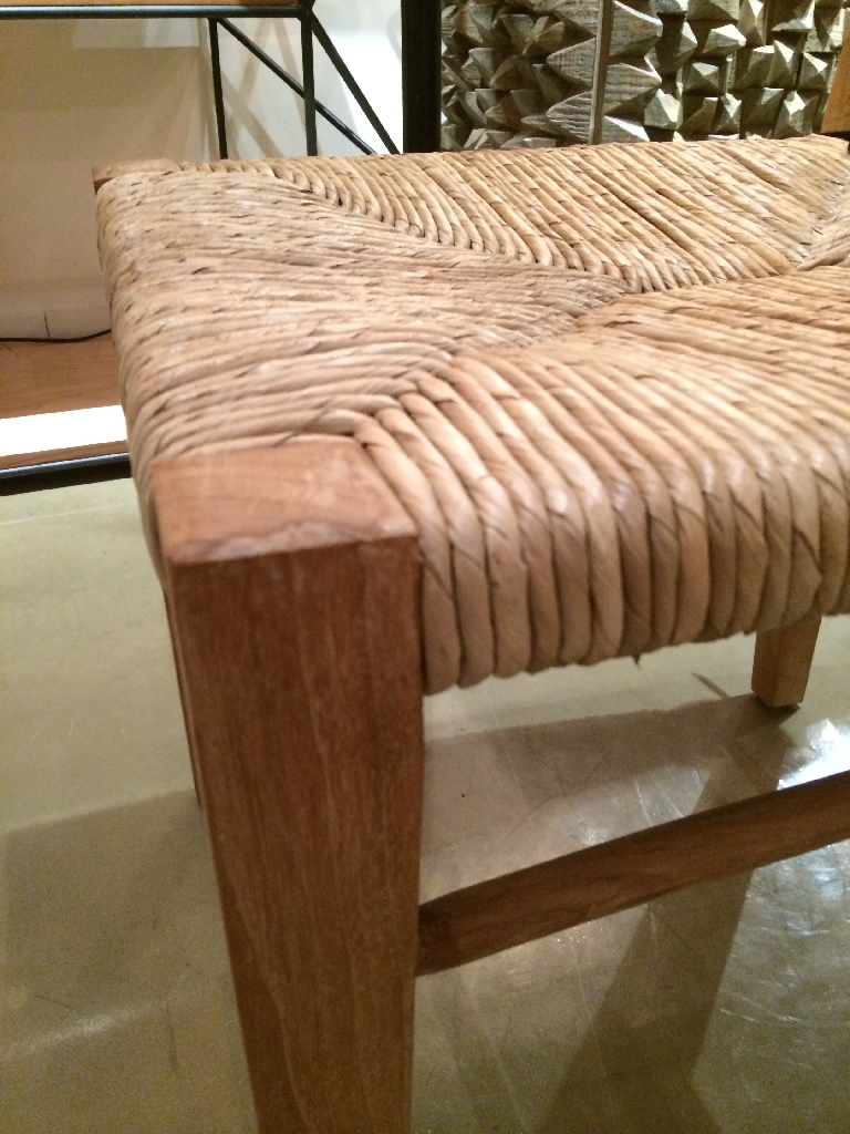 Large Stewart Teak and Seagrass Dining Chair with Woven Seat and Back