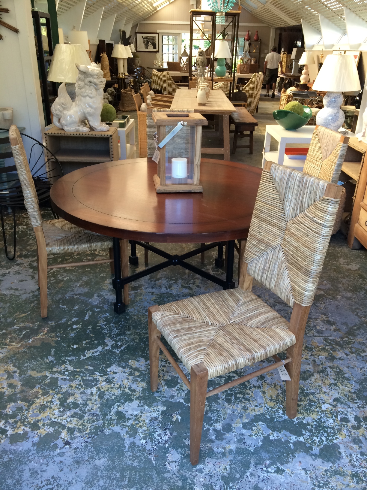 Large Stewart Teak and Seagrass Dining Chair with Woven Seat and Back