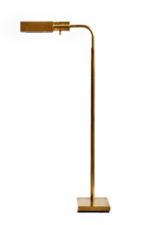 Floor lamp with adjustable arm and light source, standing on a base.