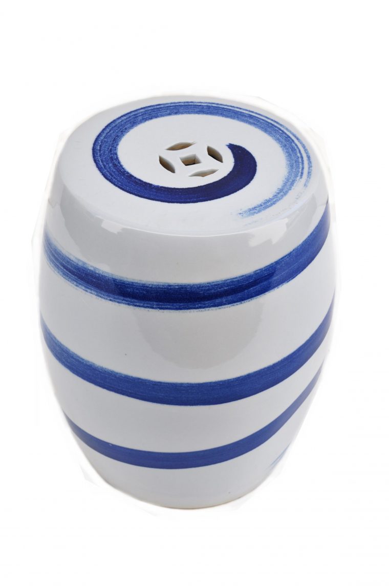 Blue and white spin brushstroke garden stool